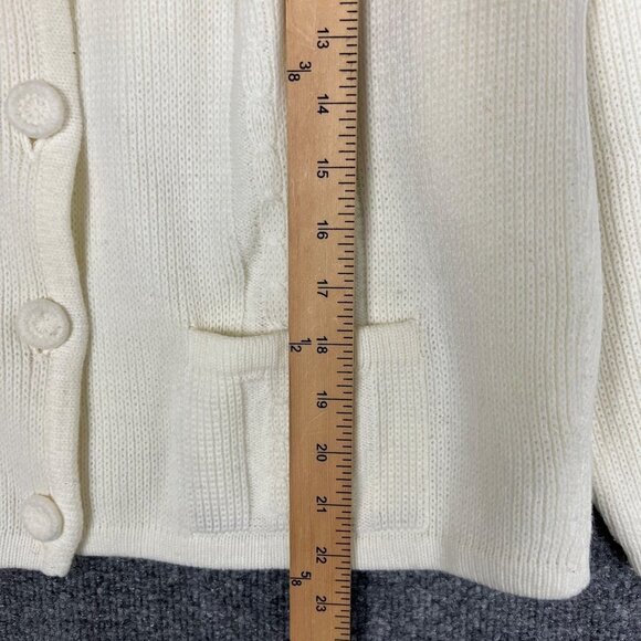 VTG 1950’S Angelon By Darlene White Cardigan Button Sweater Small/XS - Picture 5 of 6